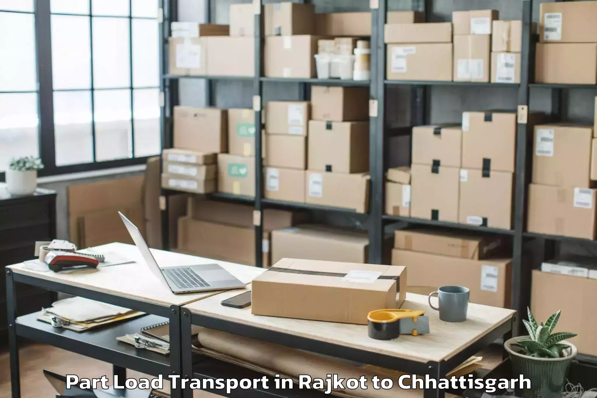 Book Rajkot to Ramanujganj Part Load Transport Online